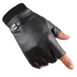 Half Finger Cycling Glove Winter Elasticity PU Leather Plus Plush Warm Men Sport Fitness Driving Glove C5