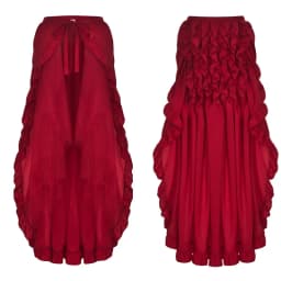 Women's Steampunk Victorian Skirt Lace Up 2 Layer Ruffles Tulle Asymmetrica Skirt Medieval Renaissance Corset Skirts Plus Size