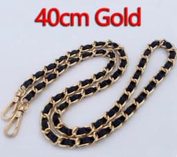 DIY 40cm-140cm Black PU Leather Purse Handles 11mm Replacement Metal Gold, Silver, Bronze, Gun Black Chains Shoulder Bag Straps