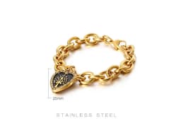 Gold Color 11mm Width Big Love Heart Charm Bracelet for Couples Men Women Metal Link Chain Trendy Jewelry