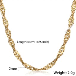 Chic Thin 2mm Yellow Gold Color Necklace for Womens Girs Wave Twisted Link Chain Elegant Fashion Jewelry Wholesale GN479