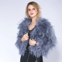 Winter Ostrich feathe Jacket Feather Coat Casual Long-sleeved Australia Imported feathe Jacket Ladies Nightclub Coat