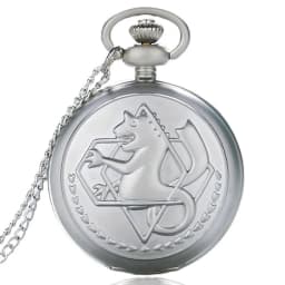 High Quality Full Metal Alchemist Silver Watch Pendant Men's Quartz Pocket Watches Japan Anime Necklace Gift Reloj De Bolsillo