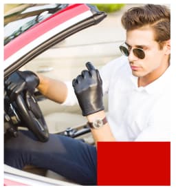 Men Soft Sheepskin Leather Gloves Touch Screen Winter Business Driving Knit Lining Warm