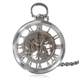 Transparent Open Face Hollow Skeleton Mechanical Pocket Watch Hand Winding Vintage Clock Birthday Gift with Pocket Chain Reloj