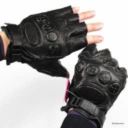 Men's Summer Leather Half Finger Gloves Thin Sheepskin Short Style Sports Fitness Outdoor Motorcycle Riding Fingerless Glove