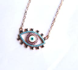 NEW Authentic turquoises turkish evil eye shape rose gold color fashion women necklace Wholesale