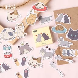 Kawaii Cat collection Paper Small Diary Mini Japanese Cute box Stickers set Scrapbooking kawaii Flakes Journal Stationery