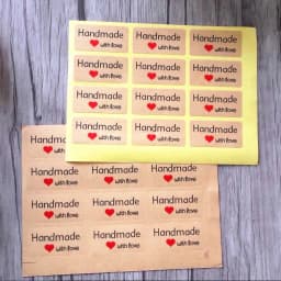 120pcs NEW handmade with Love package seal label products Nice Kraft paper Heart Adhesive Baking Seal Sticker