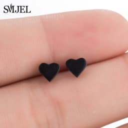 Multiple Black Stainless Steel Stud Earrings for Women Men Simple Volleyball Music Leaf Star Geometric Earings Jewelry Punk Gift