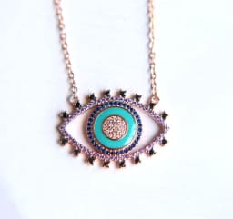 NEW Authentic turquoises turkish evil eye shape rose gold color fashion women necklace Wholesale