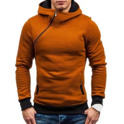 New Casual Solid Mens Hoodies Diagonal Zipper Long Sleeve Hoodie Sweatshirts Men Hoody Pullover Sweatshirt Hooded Sweat Homme