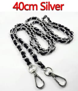 DIY 40cm-140cm Black PU Leather Purse Handles 11mm Replacement Metal Gold, Silver, Bronze, Gun Black Chains Shoulder Bag Straps