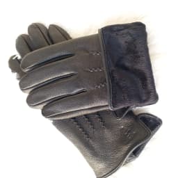 New Men's 100% Sheepskin Gloves, Deer Skin Pattern Design, Warm and Soft Men's Leather Gloves, Men's Mittens with Plush Lining