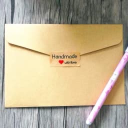 120pcs NEW handmade with Love package seal label products Nice Kraft paper Heart Adhesive Baking Seal Sticker