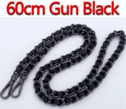 DIY 40cm-140cm Black PU Leather Purse Handles 11mm Replacement Metal Gold, Silver, Bronze, Gun Black Chains Shoulder Bag Straps