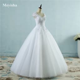 Customized ZJ9085 Lace White Short Cap Sleeve Wedding Dresses 2025 For Bride Bridal Gown Vintage Plus Size Maxi Customer Made