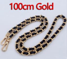 DIY 40cm-140cm Black PU Leather Purse Handles 11mm Replacement Metal Gold, Silver, Bronze, Gun Black Chains Shoulder Bag Straps