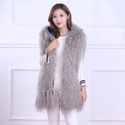 Sleeveless Genuine Mongolia Sheep Fur Vest Thick Warm Curl Tan Sheep Fur Gilet Fashion Waistcoat WSR189