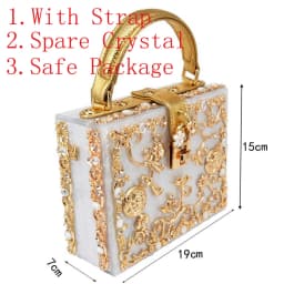 Box Designer Evening Bag Diamond Flower Clutch Bag Hollow Relief Acrylic Luxury Handbag Banquet Party Purse Women's Shoulder Bag