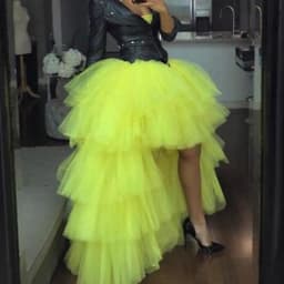 2020 Spring Grass Green Ruffles Tiered High Low Tulle Skirts Women Elastic Custom Made Long Puffy Tulle Skirt Women Fashion Tutu