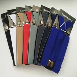 Solid White 3.5cm Wide X-Back Suspenders Braces 4 Clips Men Adult Up To XXL Adjustable Elastic Wedding Trouser Accessory