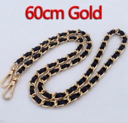 DIY 40cm-140cm Black PU Leather Purse Handles 11mm Replacement Metal Gold, Silver, Bronze, Gun Black Chains Shoulder Bag Straps