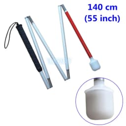 105cm-155cm,black Handle, Aluminum mobility folding cane for the blind (folds down 5 sections)