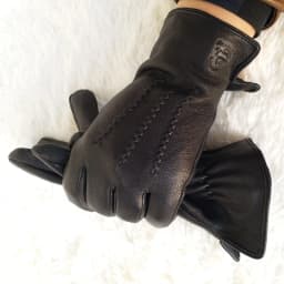 New Men's 100% Sheepskin Gloves, Deer Skin Pattern Design, Warm and Soft Men's Leather Gloves, Men's Mittens with Plush Lining