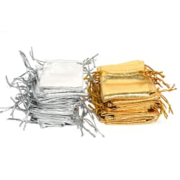 100Pcs Gold Silver Foil Organza Drawstring Jewelry Gift Bags 5.5x7cm Party Xmas Wedding Organza Bags & Pouches Jewelry sachet