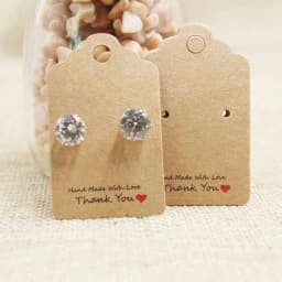 100PCS DIY White/Kraft Paper Handmade Stud Earring Tag Square Shape Small Cute Earring Packing Display Tag Card