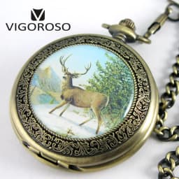 Luxury Two Sub-dials Mechanical Pocket Watch Hand Winding Bronze Alloy Skeleton Back FOB Chain Vintage Retro Roman Numeral Clock