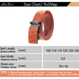 Maikun Luxury Leather Belt for Men Original Designt Ostrich Grain Automatic Buckle Belt Ceinture Homme Cinto Masculino