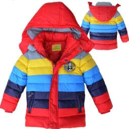 Infant Fashion Jackets Boys Stripe Winter Down Coat 2025 Baby Wear Kids Warm Outerwear Hooded For 2-7 Yrs Children Clothes