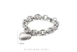 Gold Color 11mm Width Big Love Heart Charm Bracelet for Couples Men Women Metal Link Chain Trendy Jewelry