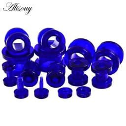 1pair/ lot Acrylic Ear Flesh Tunnels Double Flared Hollow Screw Fit Ear Stretcher Plugs Gauges Body Piercing Jewelry Black