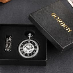 Pocketwatch Silver Roman Numerals Antique Hand Wind Mechanical Pocket Watch Skeleton Steampunk Unique Gear Men Women Top