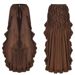 Women's Steampunk Victorian Skirt Lace Up 2 Layer Ruffles Tulle Asymmetrica Skirt Medieval Renaissance Corset Skirts Plus Size
