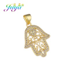 Juya DIY Jewelry Components Cz Paved Glitters Locket Heart Key Charm Pendant Accessories For Women Fashion Jewelry Making