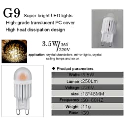 10pcs Super Bright G9 LED Lamp 220V 3.5W COB Ceramic Bulb for Chandelier Lighting Ceiling Lights Replace 25W Halogen Light