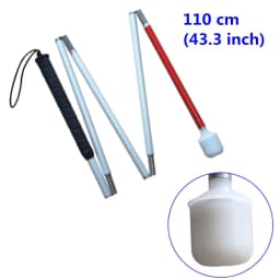 105cm-155cm,black Handle, Aluminum mobility folding cane for the blind (folds down 5 sections)