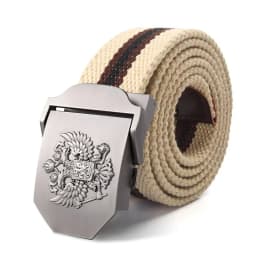 SupSindy Men Canvas Belt Russian Metal Buckle Soviet CCCP Army Military Tactical Belts for Women Jeans Waistband Male Strap