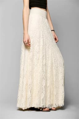 2019 Women Double Lace Layer Chiffon Pleated Long Maxi Skirt Elastic Waist Floral Ankle-Length long skirt streetwear PZ1585
