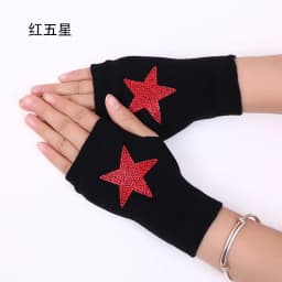Lovely Cartoon Animals Pattern Skull Winter Rivet Gloves Women Warm Knitted Diamonds Sequins Cool Fingerless Dancing Gloves G101