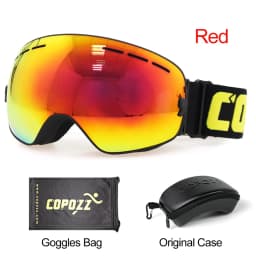 COPOZZ Ski Goggles with Box Case Ski Mask UV400 Anti-fog Snow Goggles Big Spherical Skiing Snowboarding for Women Men