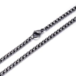 3mm Titanium Link Square Pearl Chains Black/Gold Color Vintage Stainless Steel Long Choker Necklace For Men Fashion Jewelry