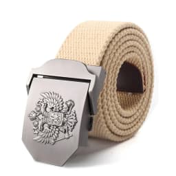 SupSindy Men Canvas Belt Russian Metal Buckle Soviet CCCP Army Military Tactical Belts for Women Jeans Waistband Male Strap