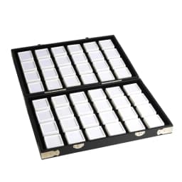 Portable Black Pu Leather Travel Gem Box Gemstone Storage Case Jewelry Tray Stone Holder Showcase 6 sizes inside porte bijoux