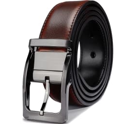 1Pcs Men's Genuine Leather Reversible Belt Rotated Buckle Two In One Big And Tall