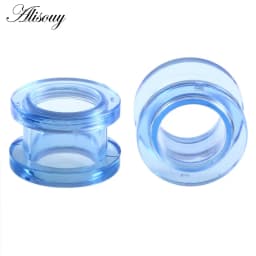 1pair/ lot Acrylic Ear Flesh Tunnels Double Flared Hollow Screw Fit Ear Stretcher Plugs Gauges Body Piercing Jewelry Black